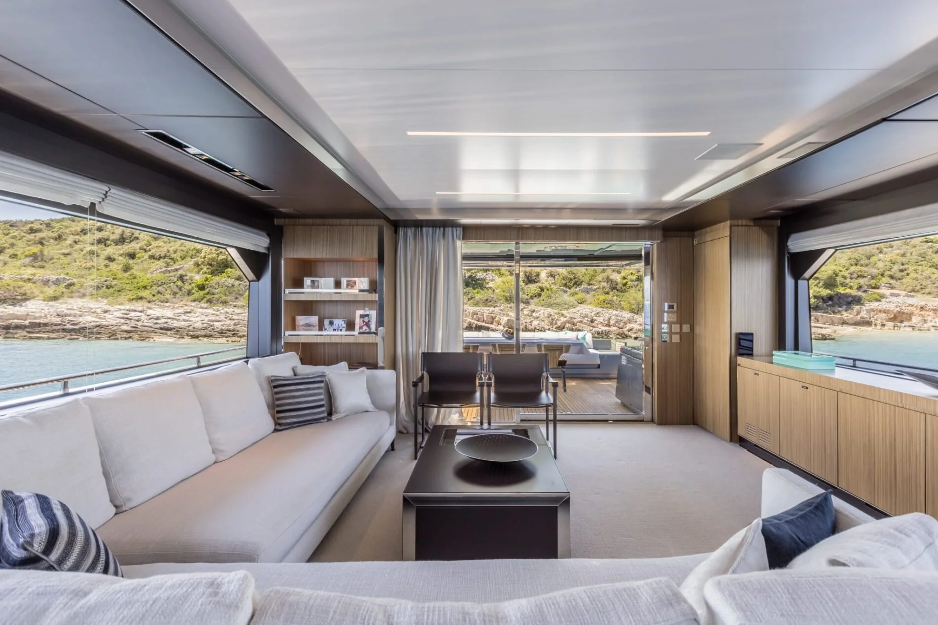 A considered interior space aboard YOYITA II
